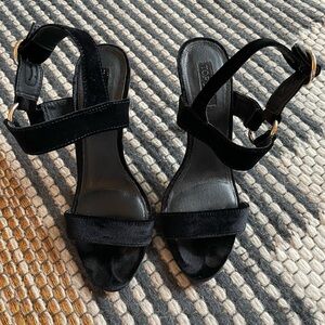 Black Velvet High Heel Sandals